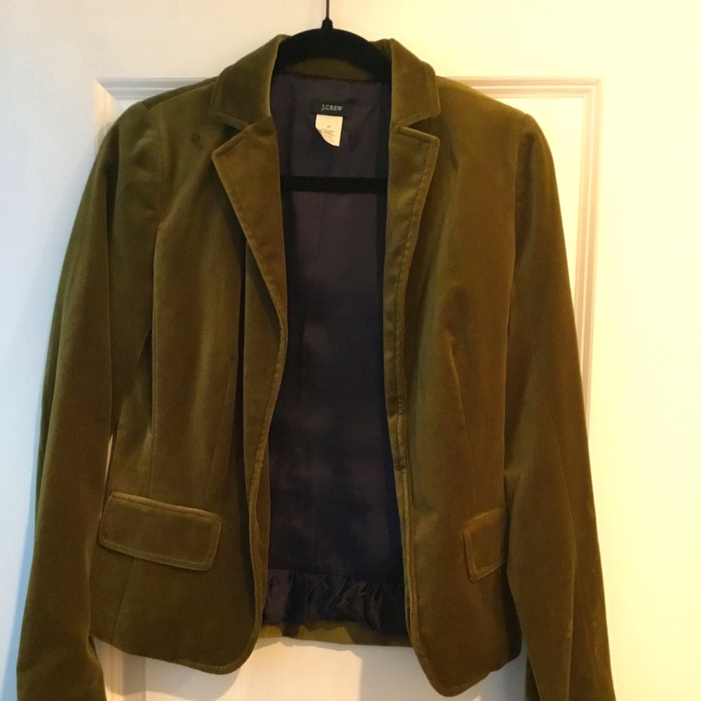 Green velvet J Crew blazer. Worn once